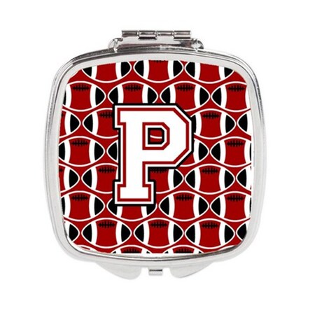 Carolines Treasures Letter P Football Cardinal and White Compact Mirror CJ1082-PSCM